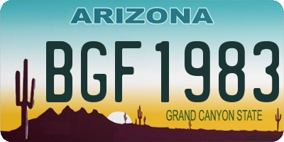 AZ license plate BGF1983