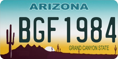 AZ license plate BGF1984