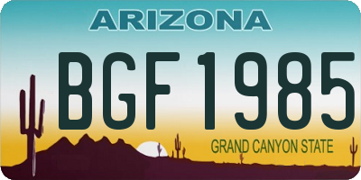 AZ license plate BGF1985