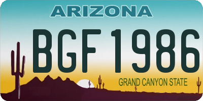 AZ license plate BGF1986