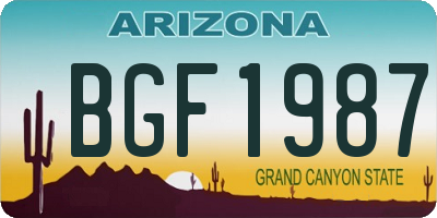 AZ license plate BGF1987