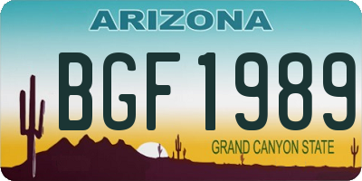 AZ license plate BGF1989