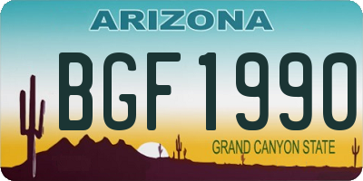 AZ license plate BGF1990