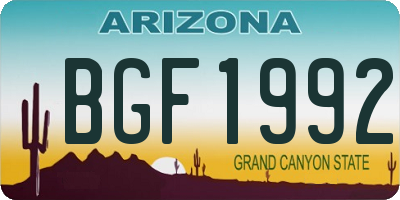 AZ license plate BGF1992