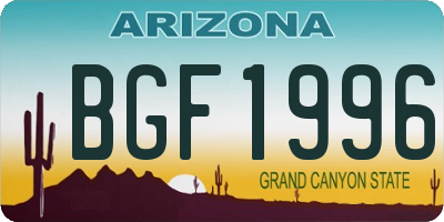 AZ license plate BGF1996