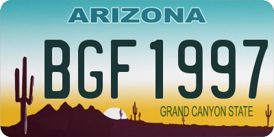 AZ license plate BGF1997