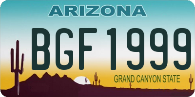 AZ license plate BGF1999