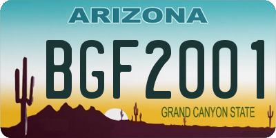 AZ license plate BGF2001
