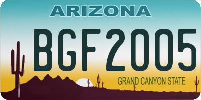 AZ license plate BGF2005
