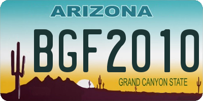 AZ license plate BGF2010