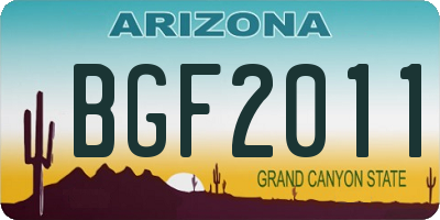 AZ license plate BGF2011