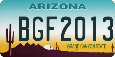 AZ license plate BGF2013