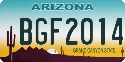 AZ license plate BGF2014