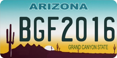 AZ license plate BGF2016