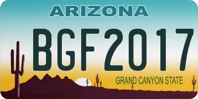 AZ license plate BGF2017
