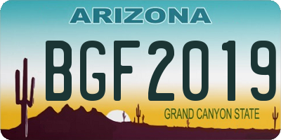 AZ license plate BGF2019