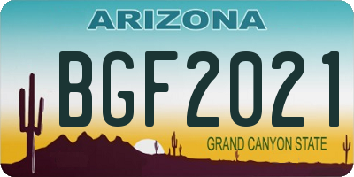 AZ license plate BGF2021