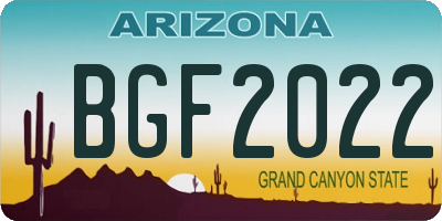AZ license plate BGF2022