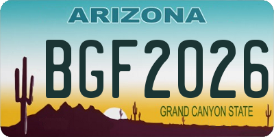 AZ license plate BGF2026