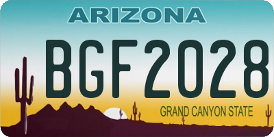 AZ license plate BGF2028