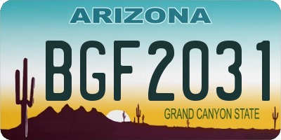 AZ license plate BGF2031