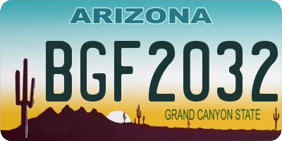 AZ license plate BGF2032