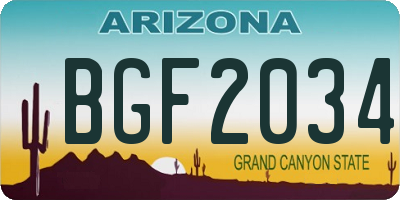 AZ license plate BGF2034