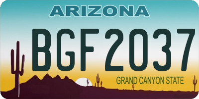 AZ license plate BGF2037