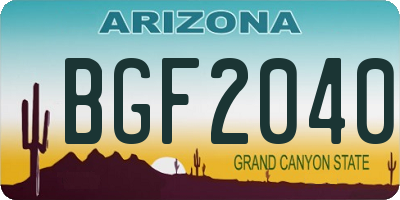 AZ license plate BGF2040