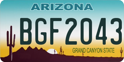 AZ license plate BGF2043