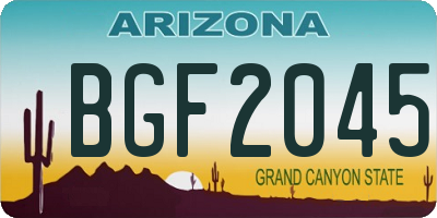 AZ license plate BGF2045