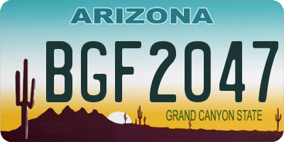 AZ license plate BGF2047