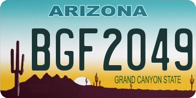 AZ license plate BGF2049