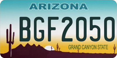 AZ license plate BGF2050