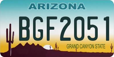 AZ license plate BGF2051