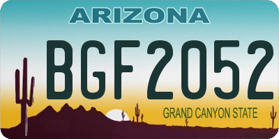 AZ license plate BGF2052