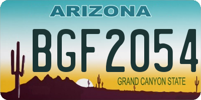 AZ license plate BGF2054