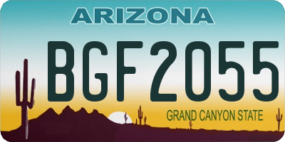 AZ license plate BGF2055