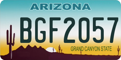 AZ license plate BGF2057