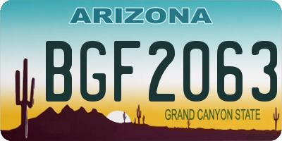 AZ license plate BGF2063
