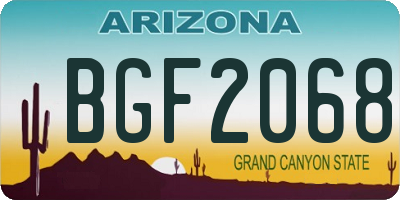 AZ license plate BGF2068