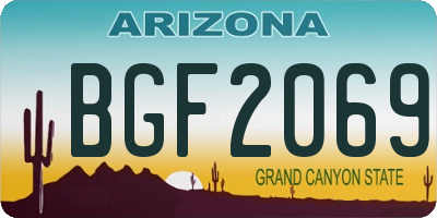 AZ license plate BGF2069
