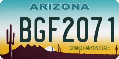 AZ license plate BGF2071