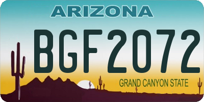 AZ license plate BGF2072