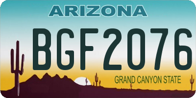 AZ license plate BGF2076