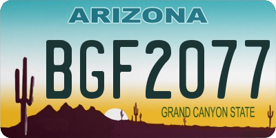 AZ license plate BGF2077