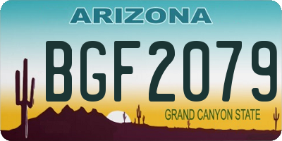 AZ license plate BGF2079