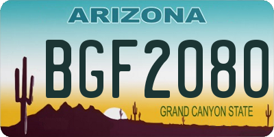AZ license plate BGF2080