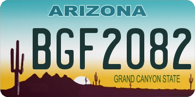 AZ license plate BGF2082
