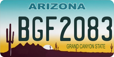 AZ license plate BGF2083